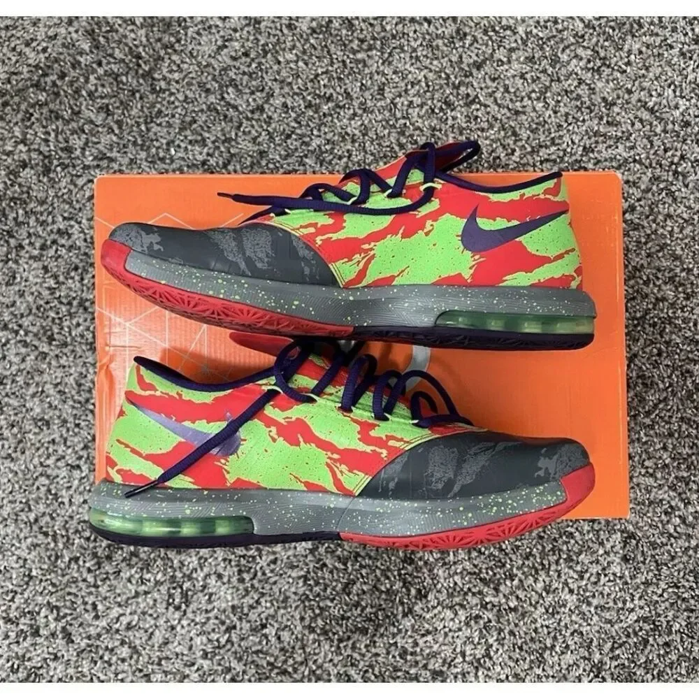 NIKE KD VI Shoes Cool Grey/ Electric Green Energy sneakers Size US 7 Y